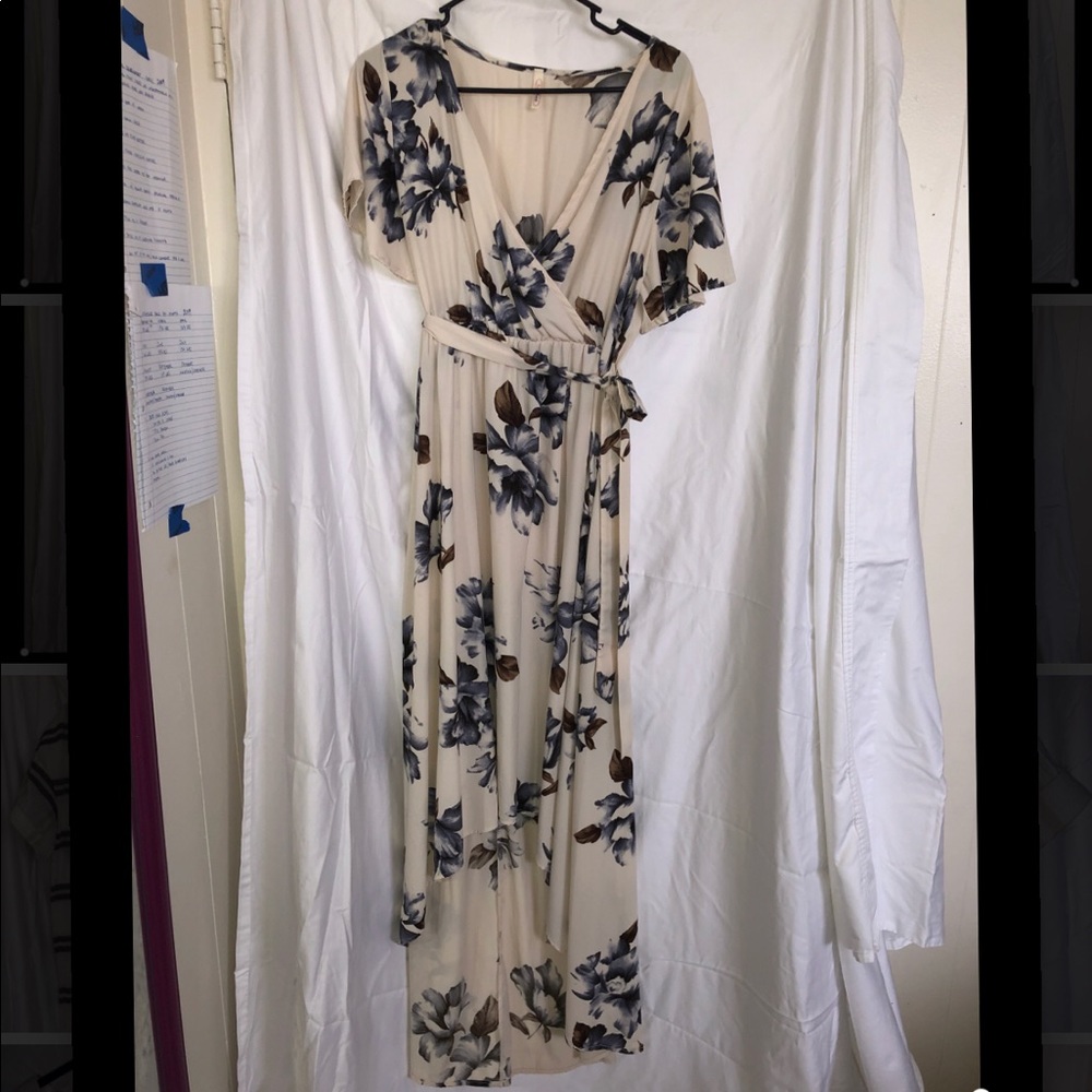 High/Low hem faux wrap dress